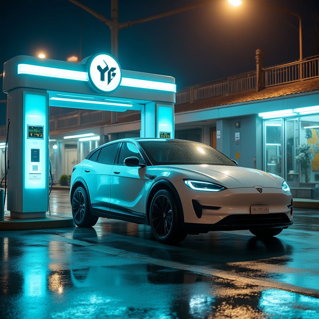 Punto de carga eléctrica futurista